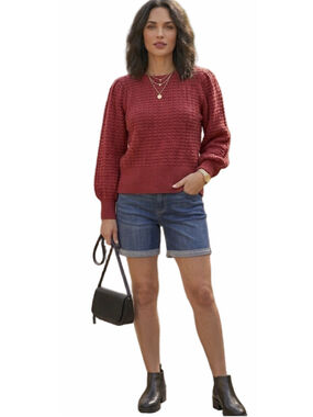 Love By Design maroon waffle-knit sweater size M